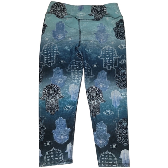 Evolution & Creation Blue black white evil eye protection  leggings yoga pants M - Picture 3 of 3